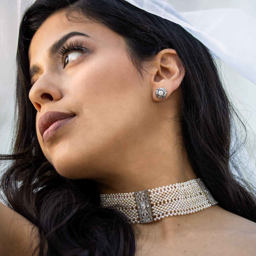 French Belle Èpoque Diamond and Seed Pearl Choker - 10