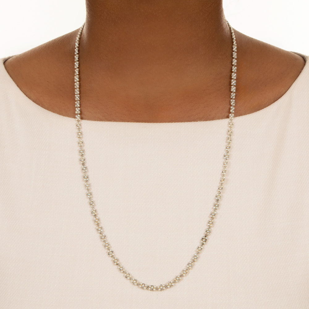 French Belle Epoque Natural Seed Pearl Cluster Chain Necklace - 4