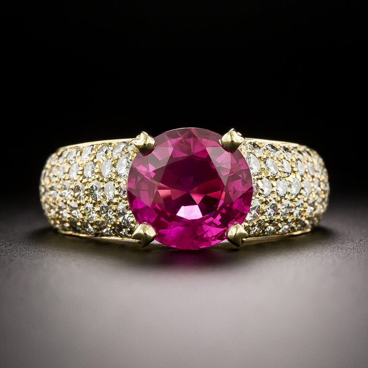 French Cartier 3.31 Carat Pink Burmese Sapphire and Diamond Ring - GIA