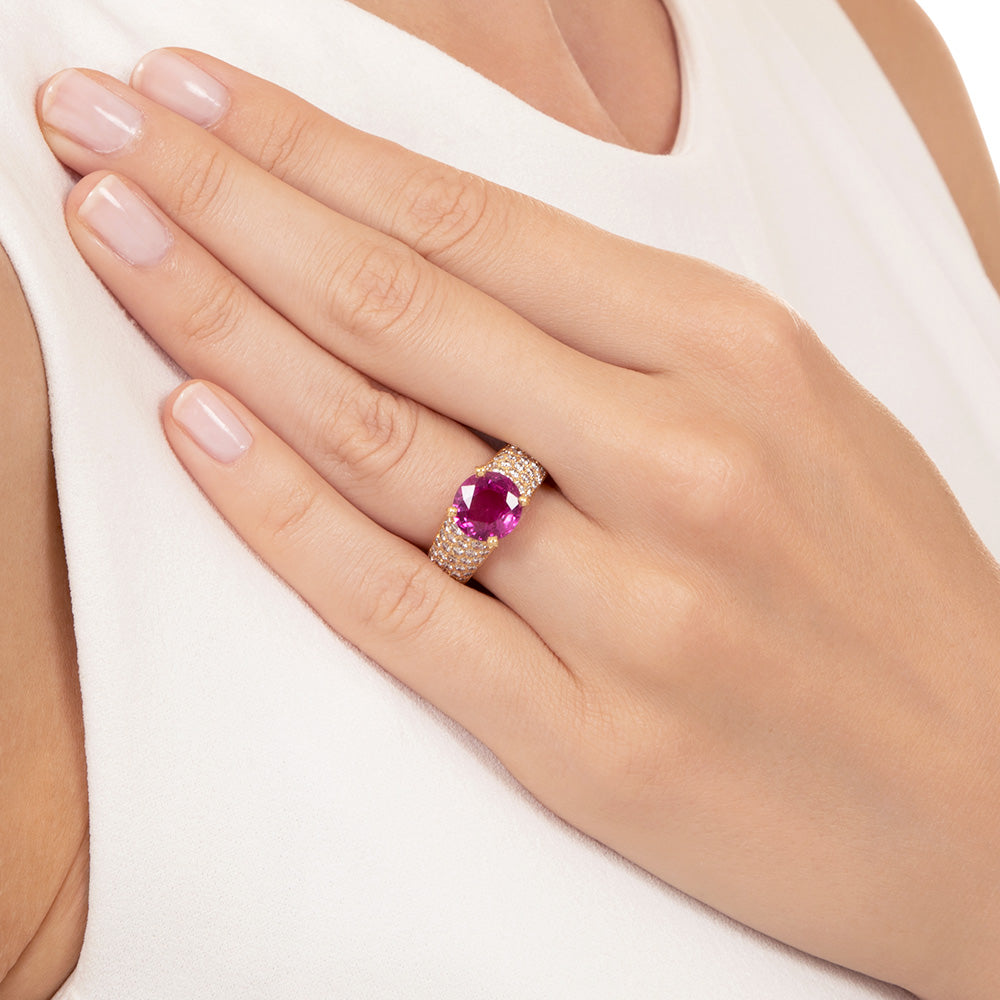 French Cartier 3.31 Carat Pink Burmese Sapphire and Diamond Ring - GIA - 7