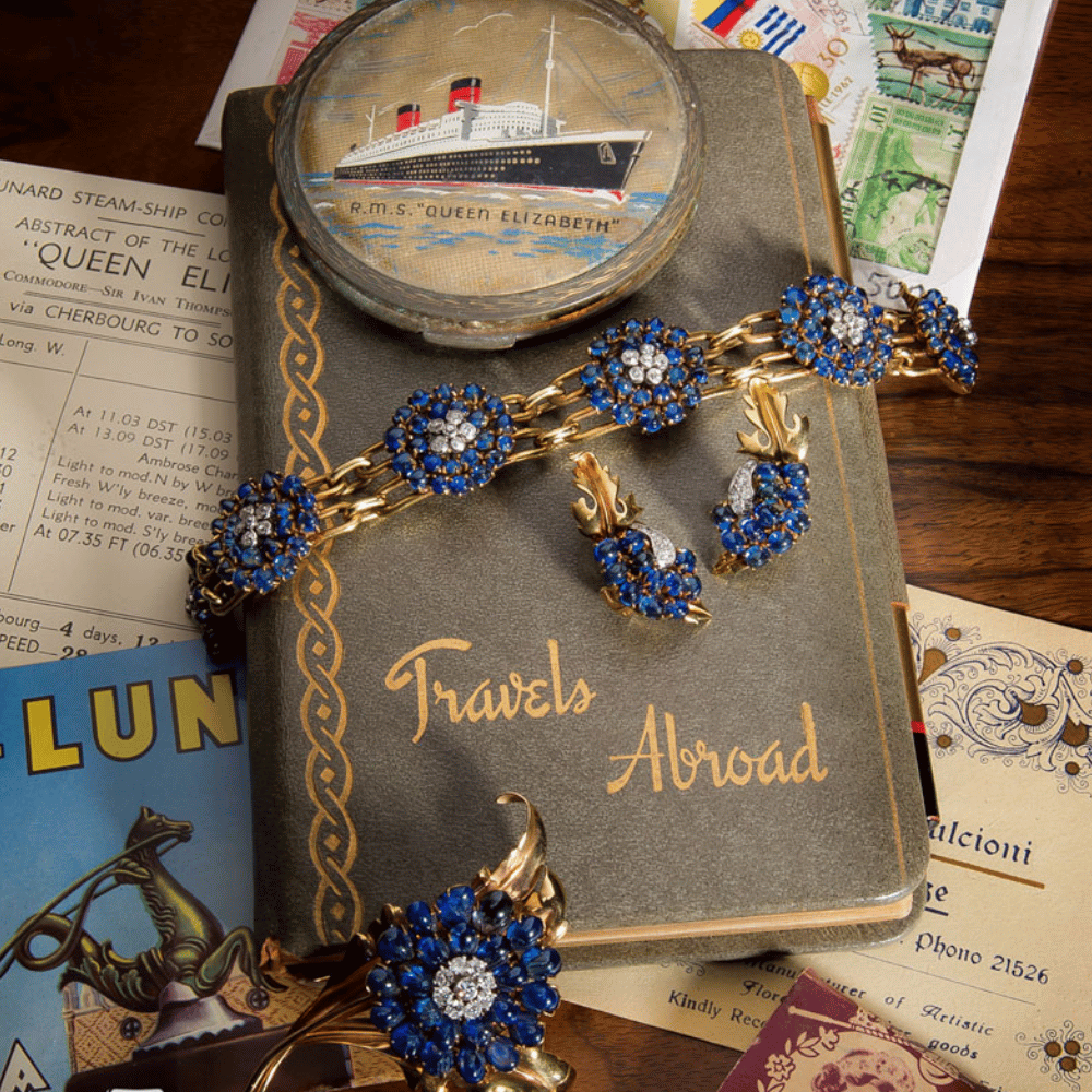 French, Chaumet Sapphire Bracelet, Brooch and Earring Suite - 19