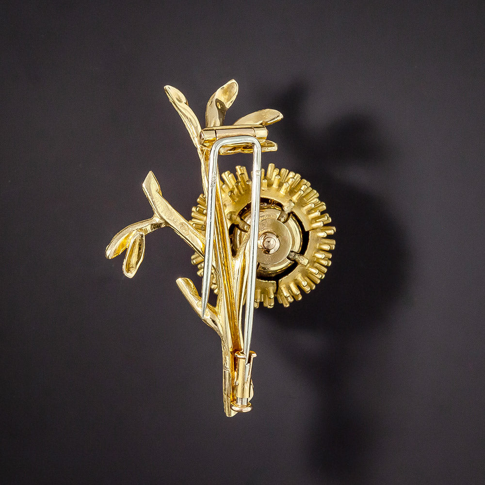Mid-Century Chestnut Bud with Ruby Interior Brooch, French - 6