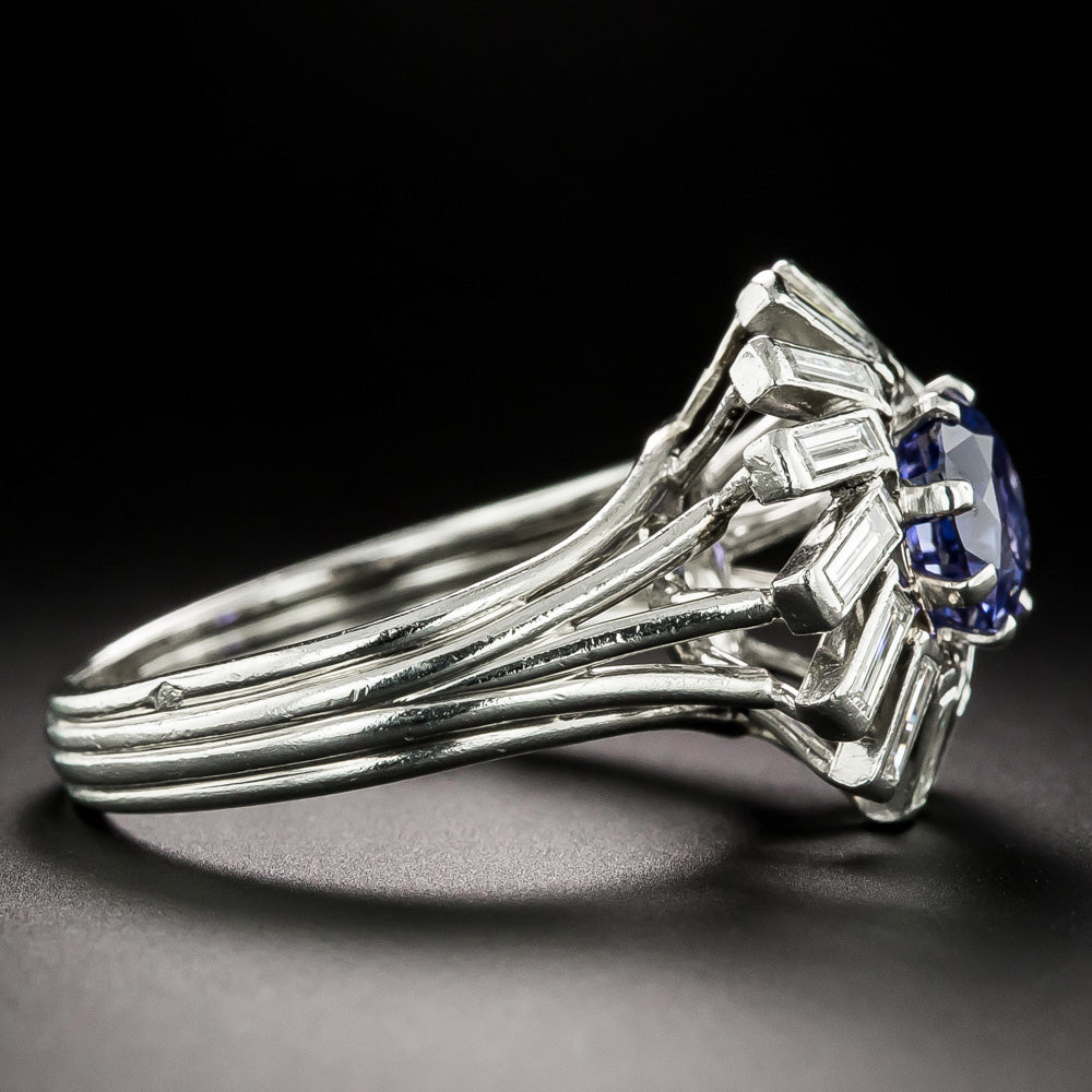 French Mid-Century Purple Sapphire and Diamond Spiral Ring - 4