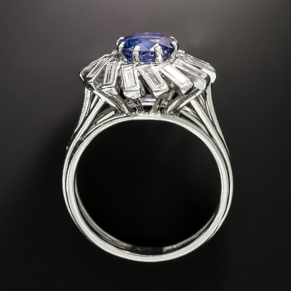 French Mid-Century Purple Sapphire and Diamond Spiral Ring - 5