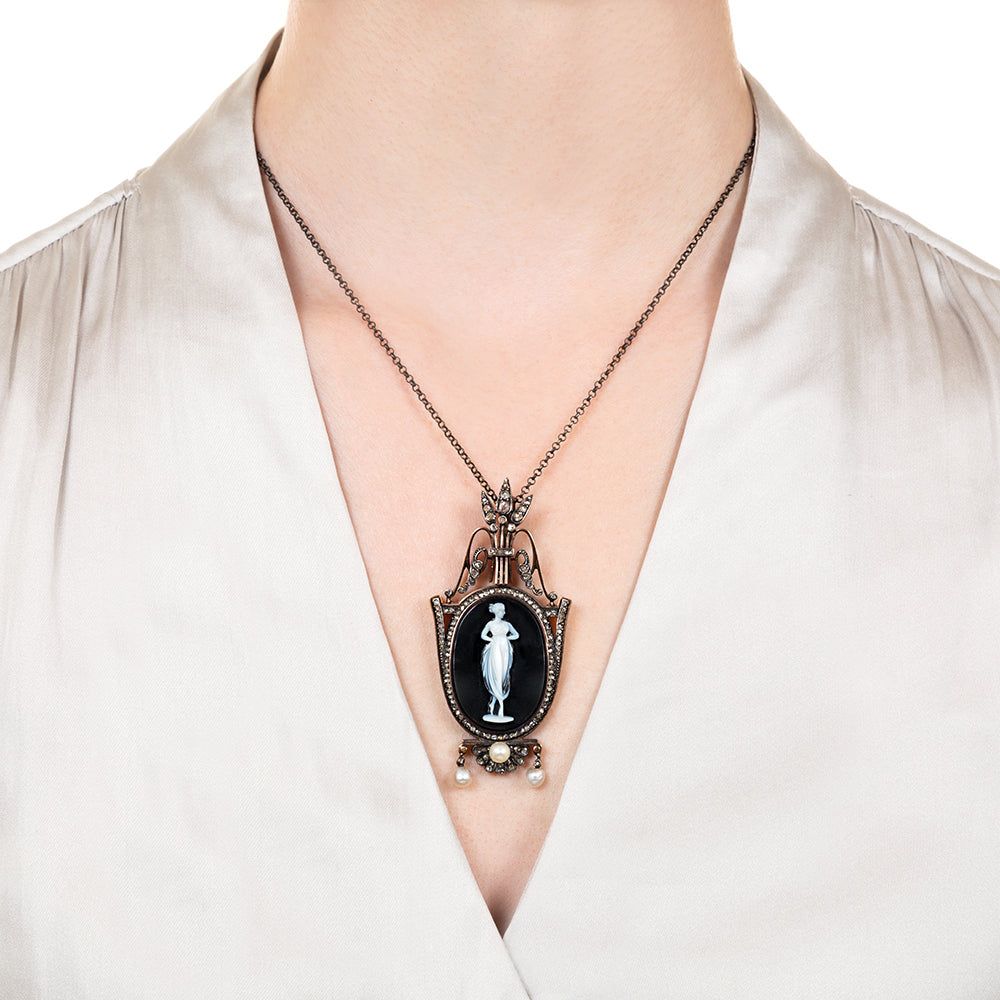 French Neoclassic Hardstone Cameo Lavalière  - 9