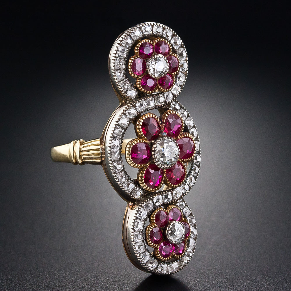 French Victorian Ruby Dinner Ring - 7