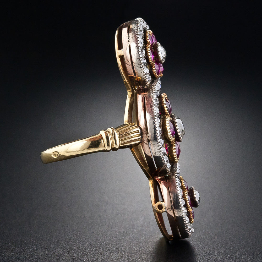 French Victorian Ruby Dinner Ring - 8