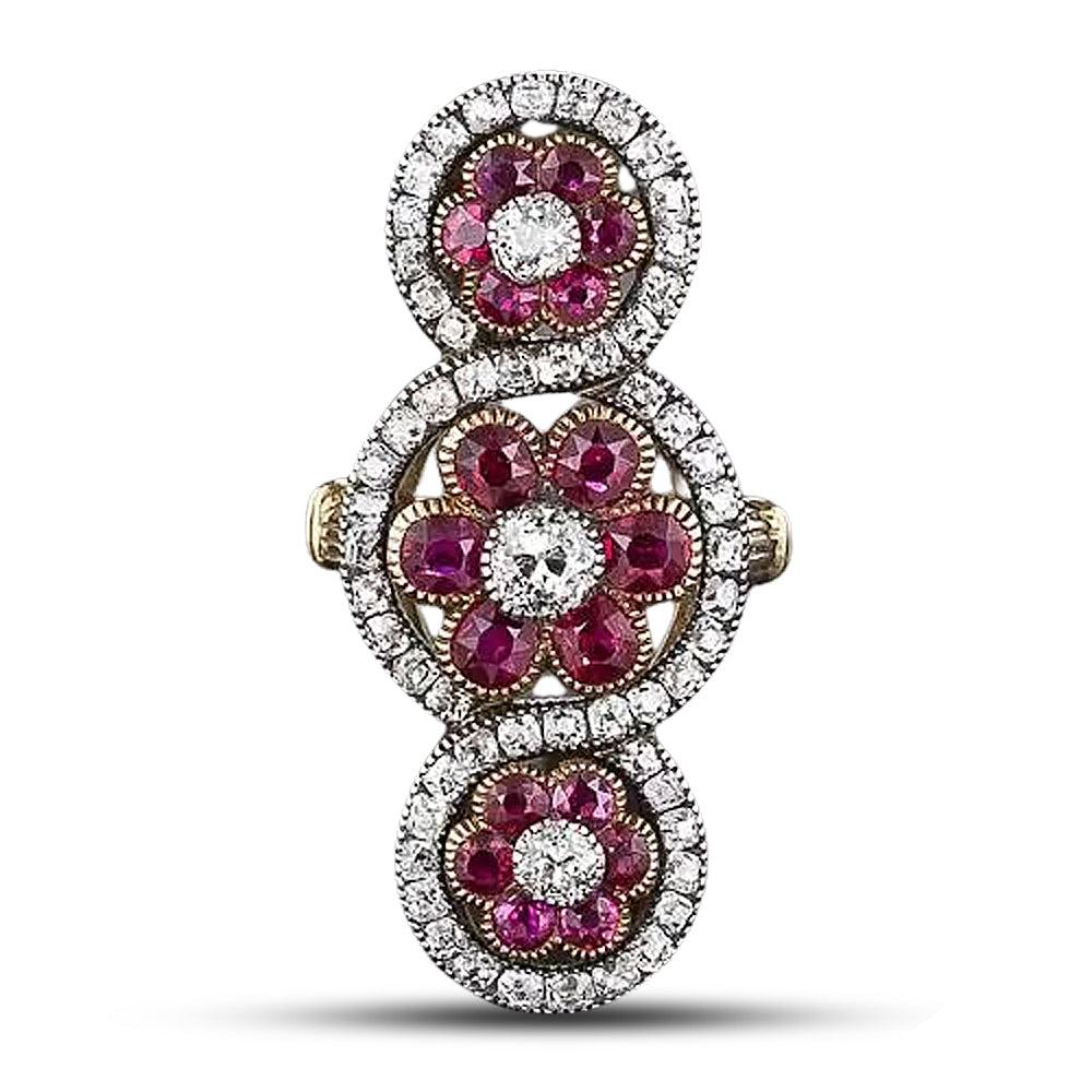 French Victorian Ruby Dinner Ring - 11