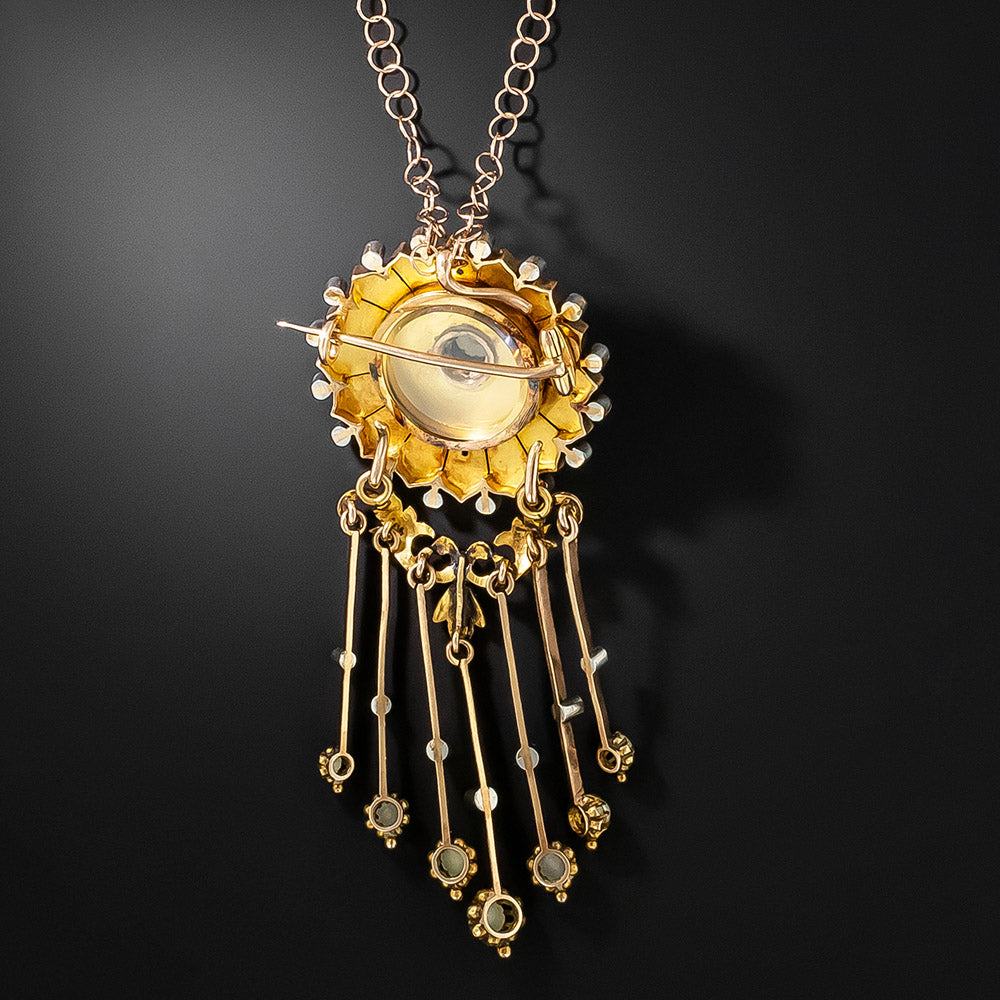 French Victorian Two Tone Pearl Tassel Pendant/Brooch - 3