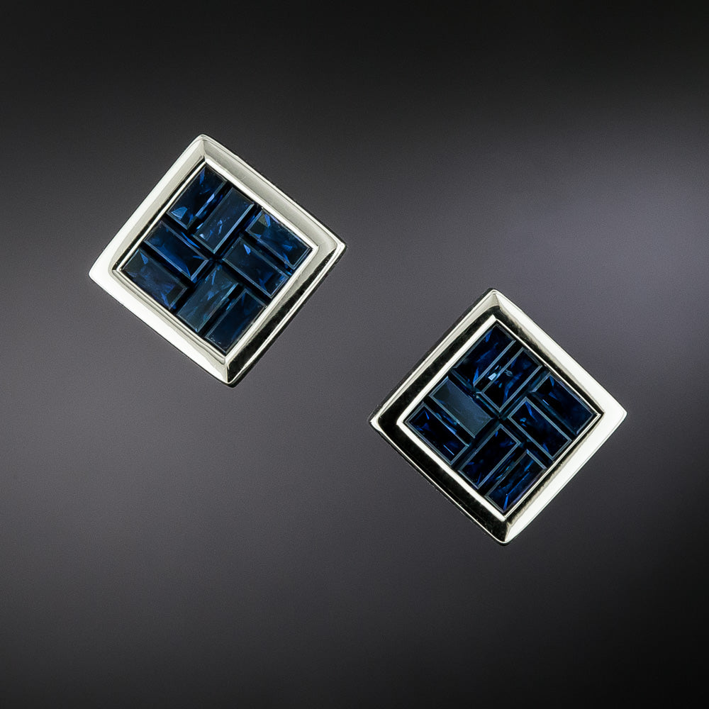Geometric Sapphire Baguette Earrings - 1