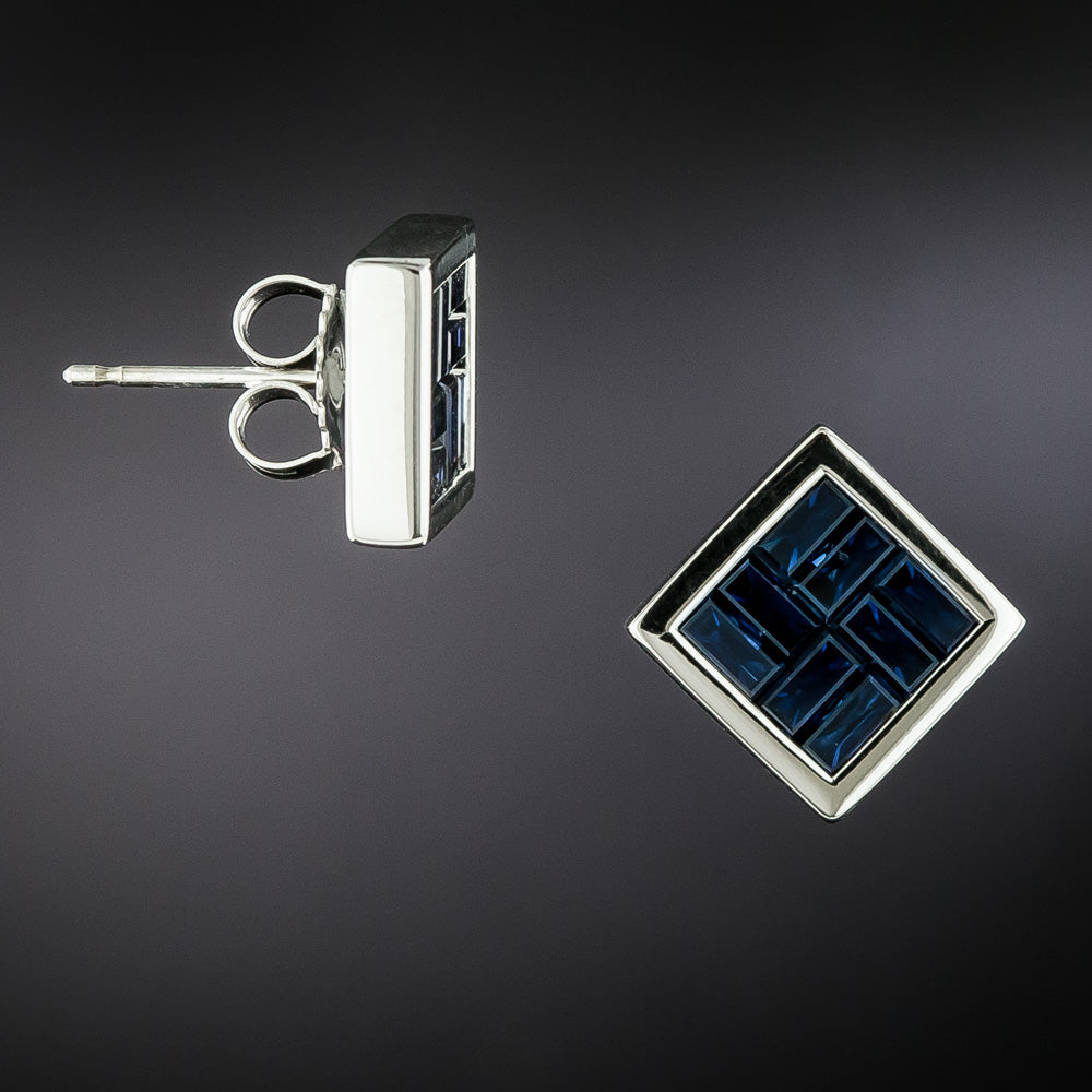 Geometric Sapphire Baguette Earrings - 2