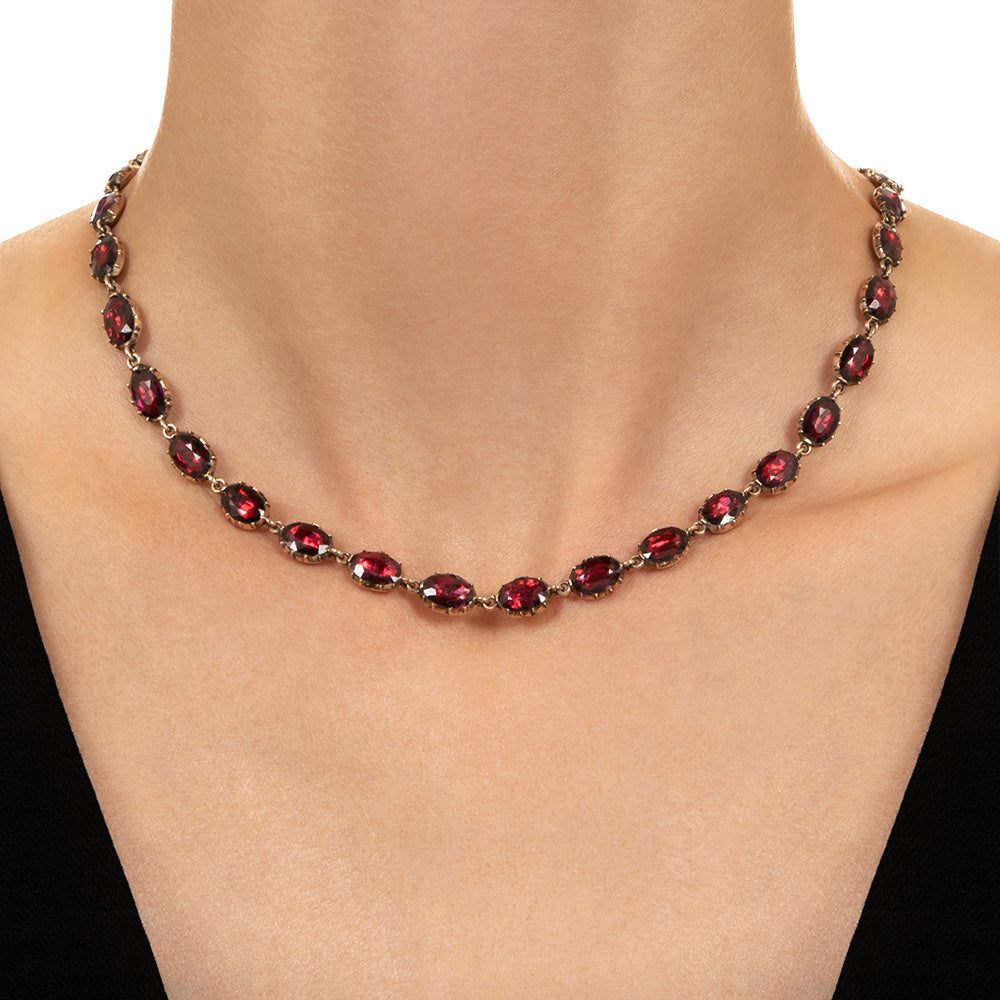 Georgian Garnet Rivière Necklace - 4