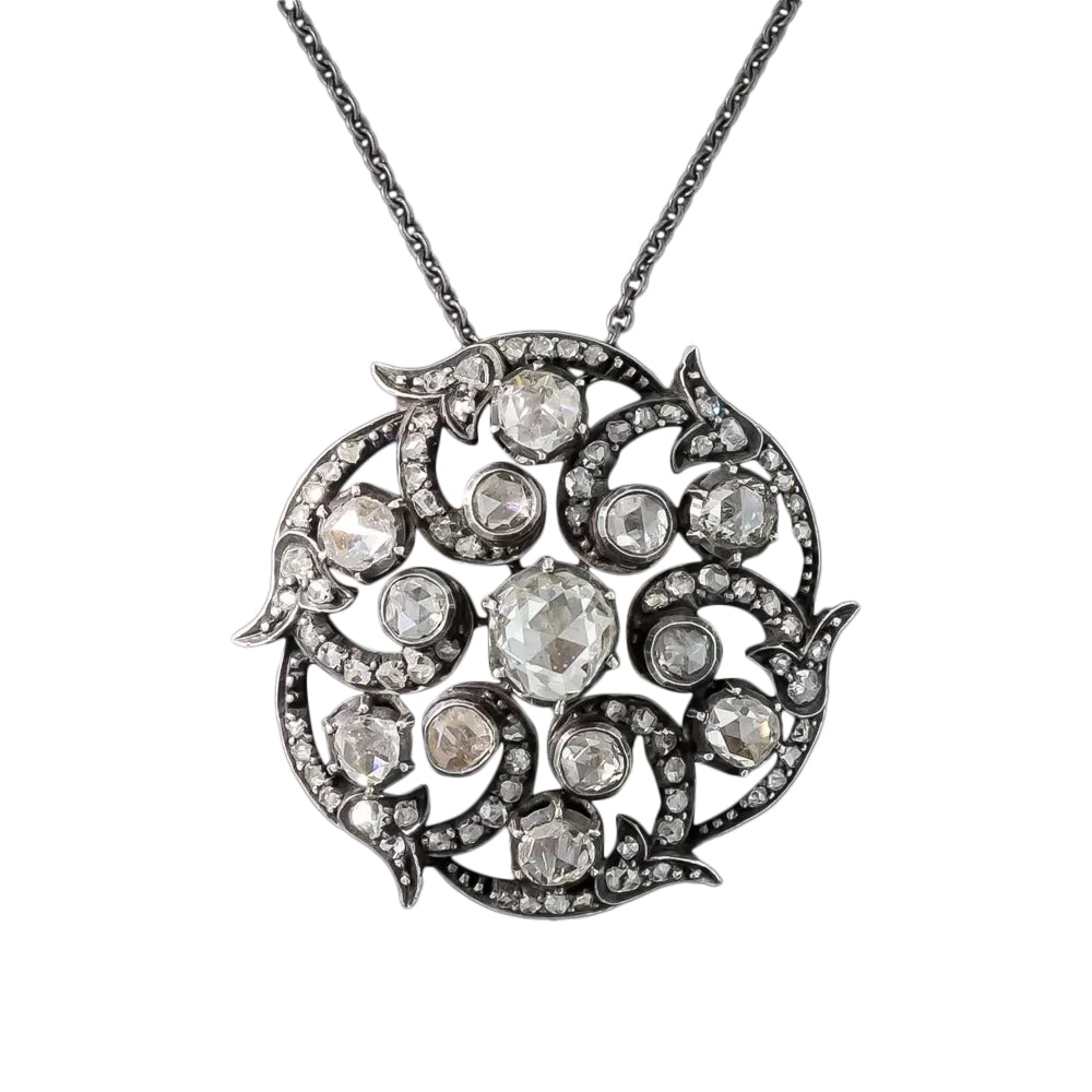 Georgian Rose-Cut Diamond Pinwheel Pendant - 6