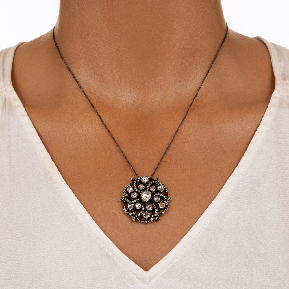 Georgian Rose-Cut Diamond Pinwheel Pendant - 7