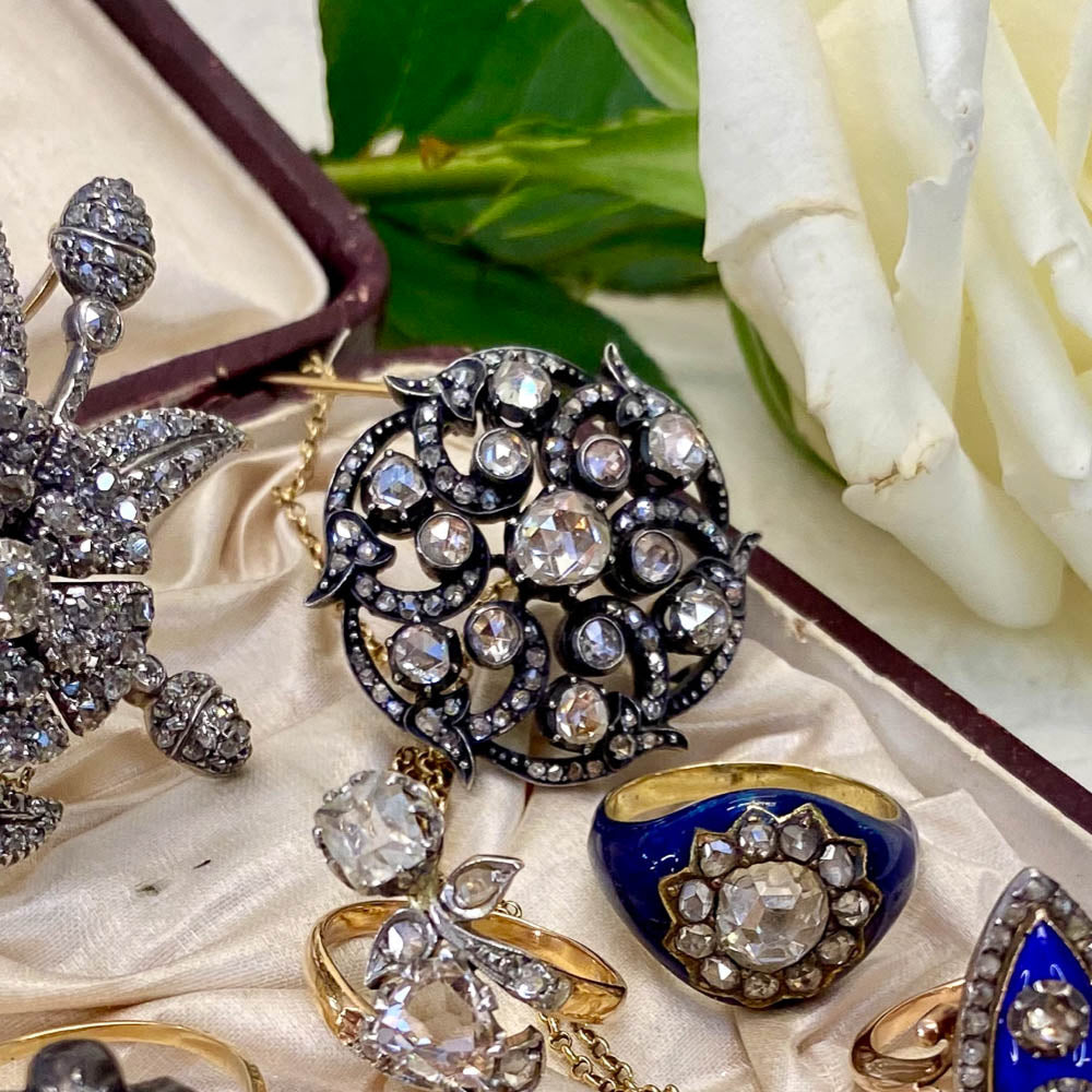 Georgian Rose-Cut Diamond Pinwheel Pendant - 10