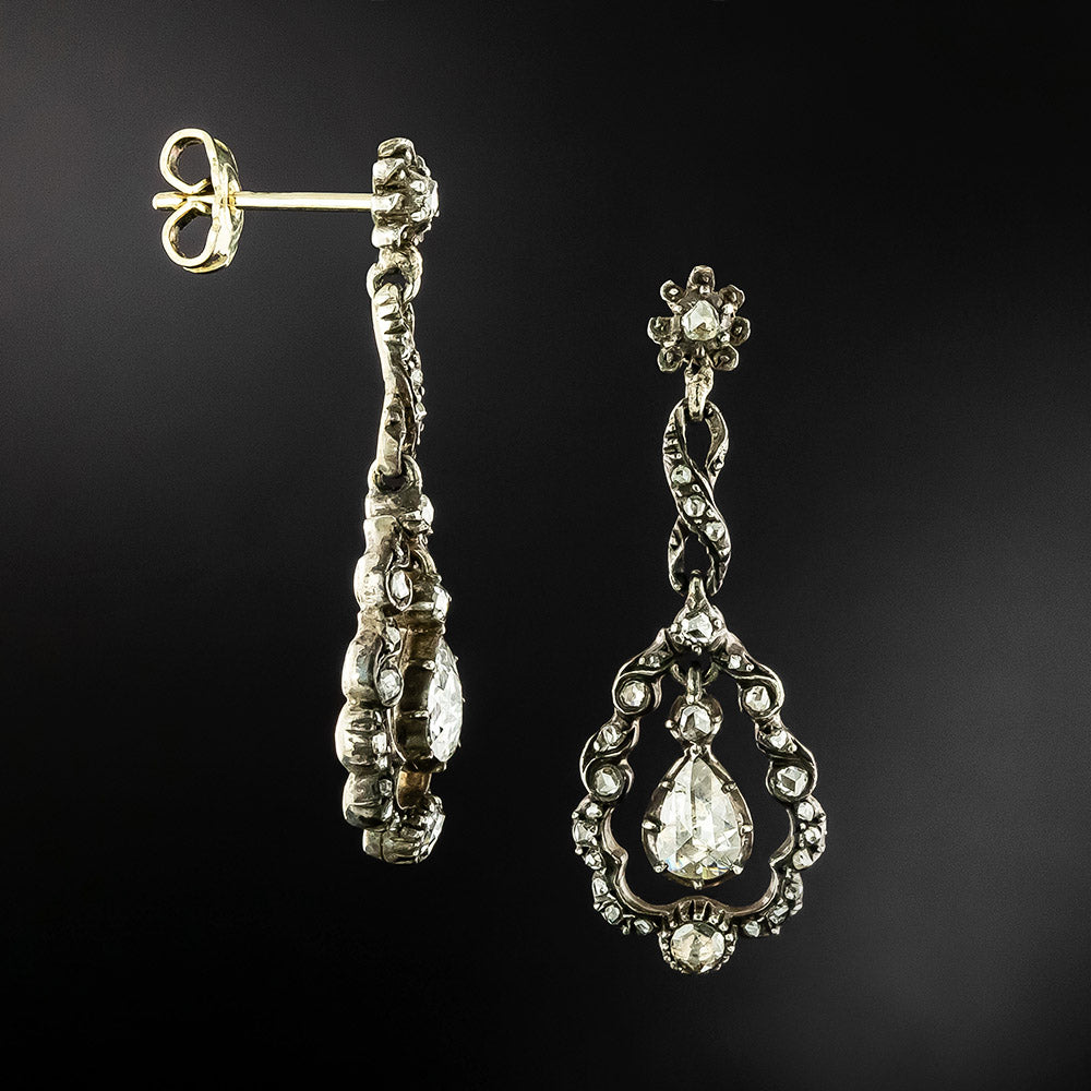 Georgian-Style Diamond Dangle Earrings - 3