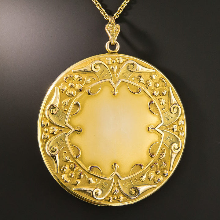 Giant Victorian Gold Filled Locket and Chain