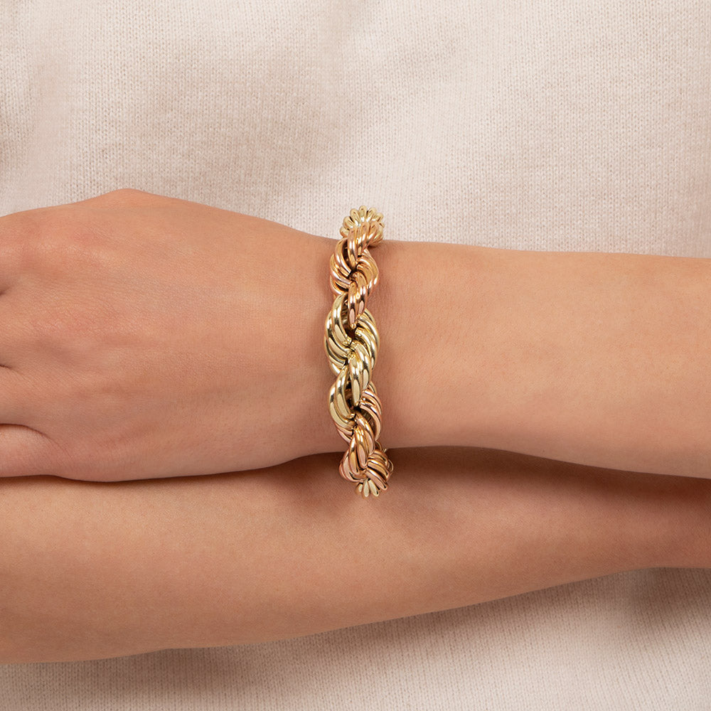 Green and Rose Gold Graduating Rope Chain Bracelet - 5