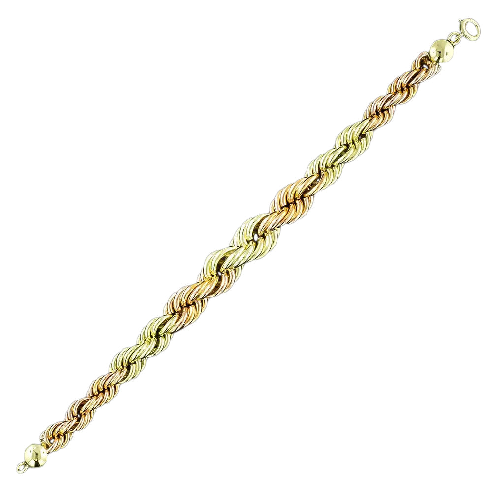 Green and Rose Gold Graduating Rope Chain Bracelet - 3
