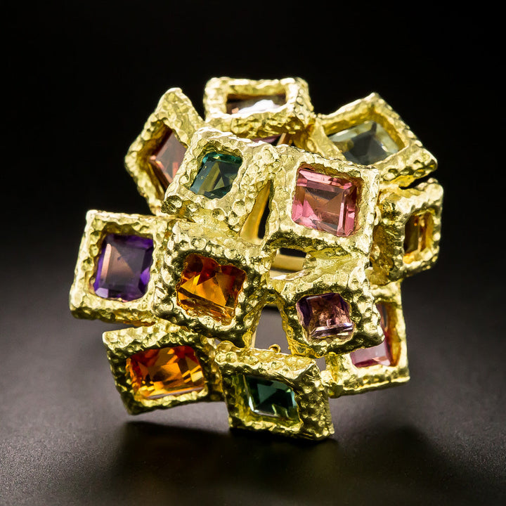 H. Stern Brutalist Multi-Gem Squares 18K Ring
