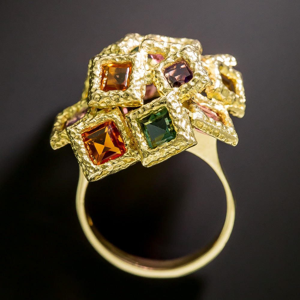 H. Stern Brutalist Multi-Gem Squares 18K Ring - 6