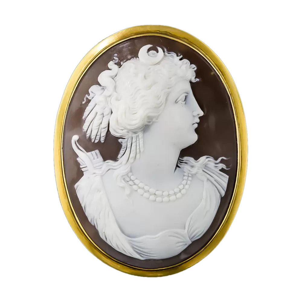 Huntress Diana Shell Cameo Brooch/Pendant - 6