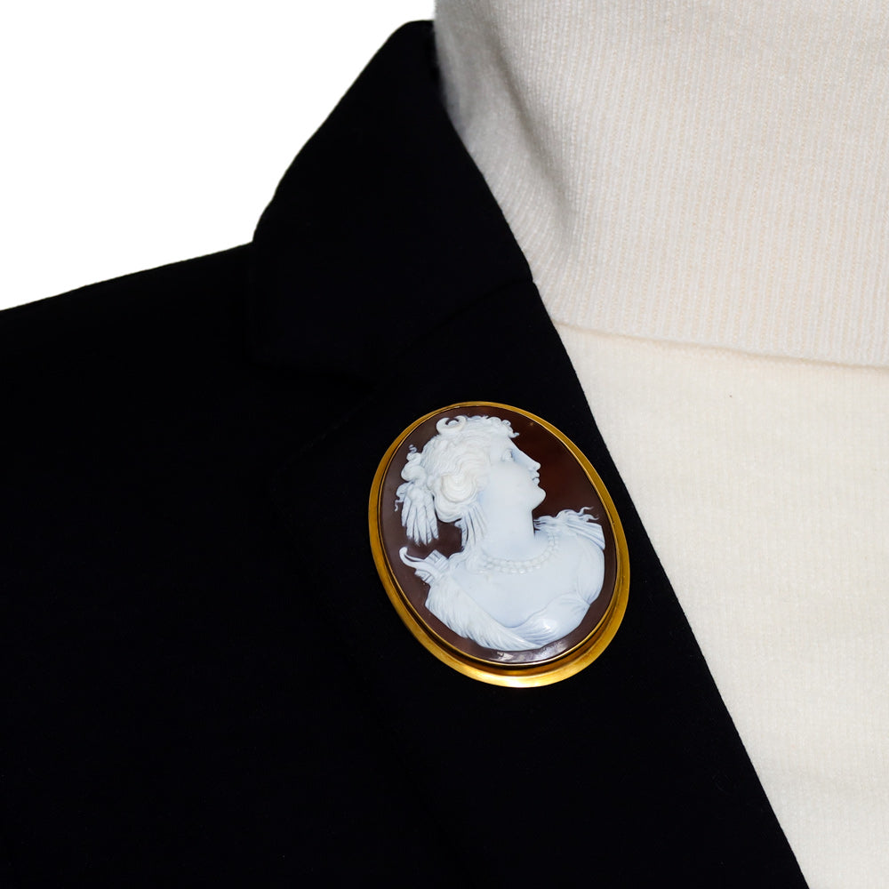 Huntress Diana Shell Cameo Brooch/Pendant - 7