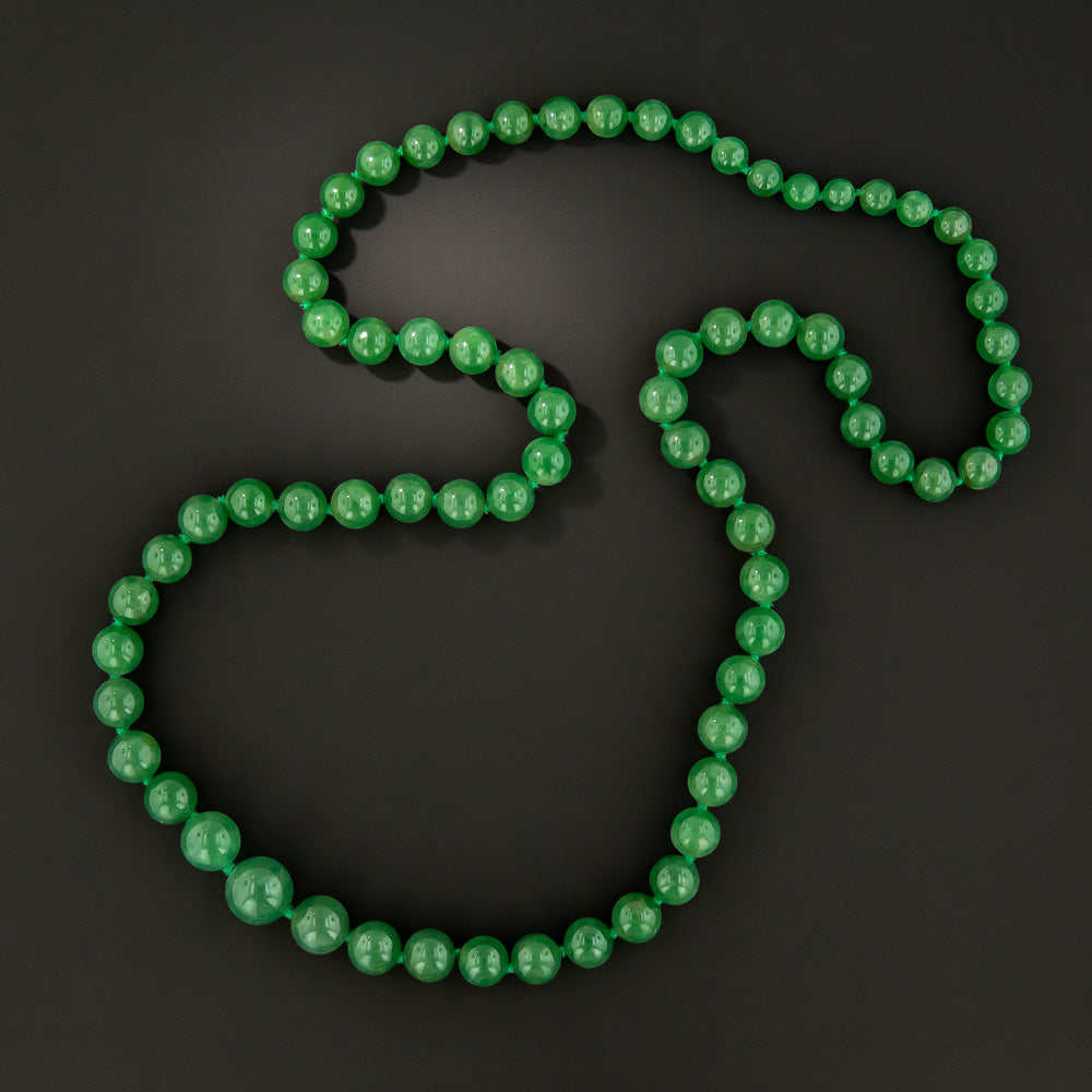 Imperial Natural Burmese Jade Bead Necklace - 2