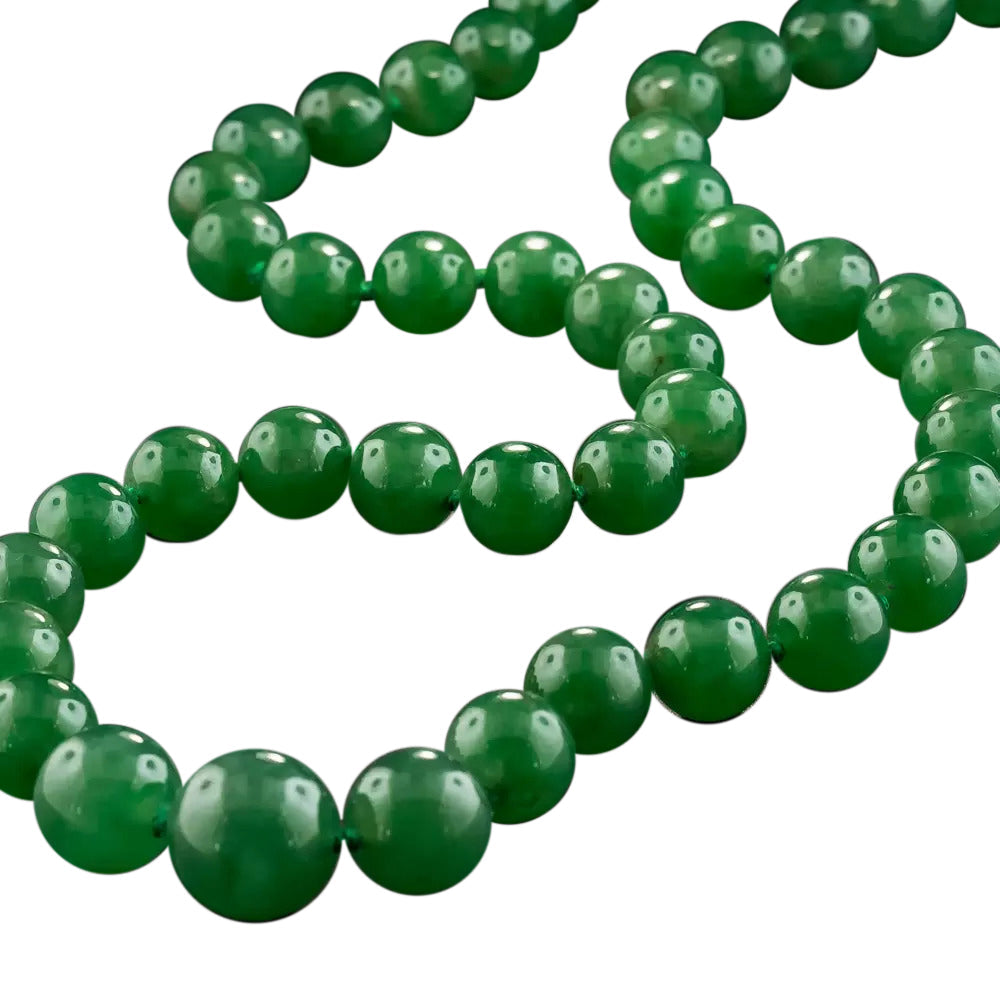 Imperial Natural Burmese Jade Bead Necklace - 3