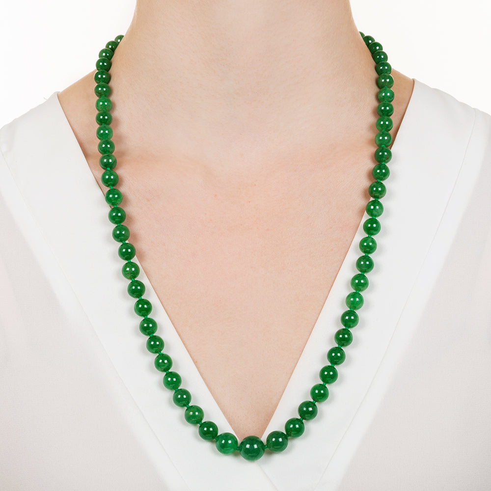 Imperial Natural Burmese Jade Bead Necklace - 3