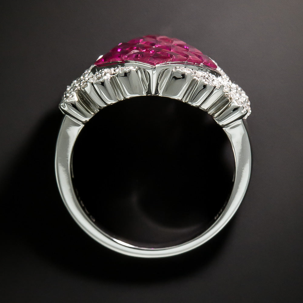 Invisible Set Ruby and Diamond Ring, Size 6 - 5
