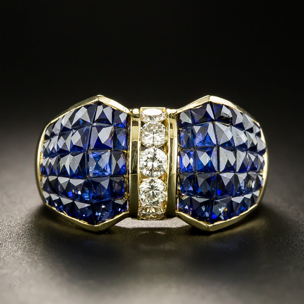 Invisible-Set Sapphire And Diamond Ring - 2