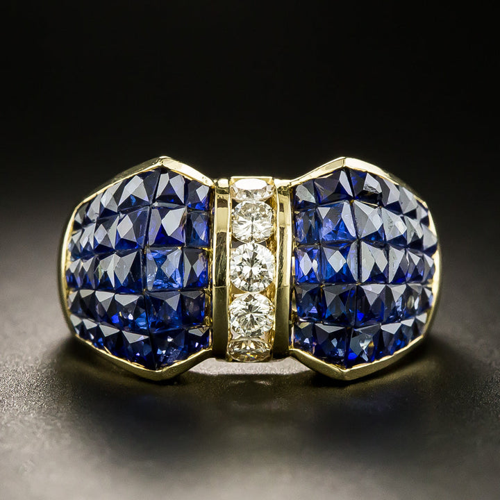 Invisible-Set Sapphire And Diamond Ring