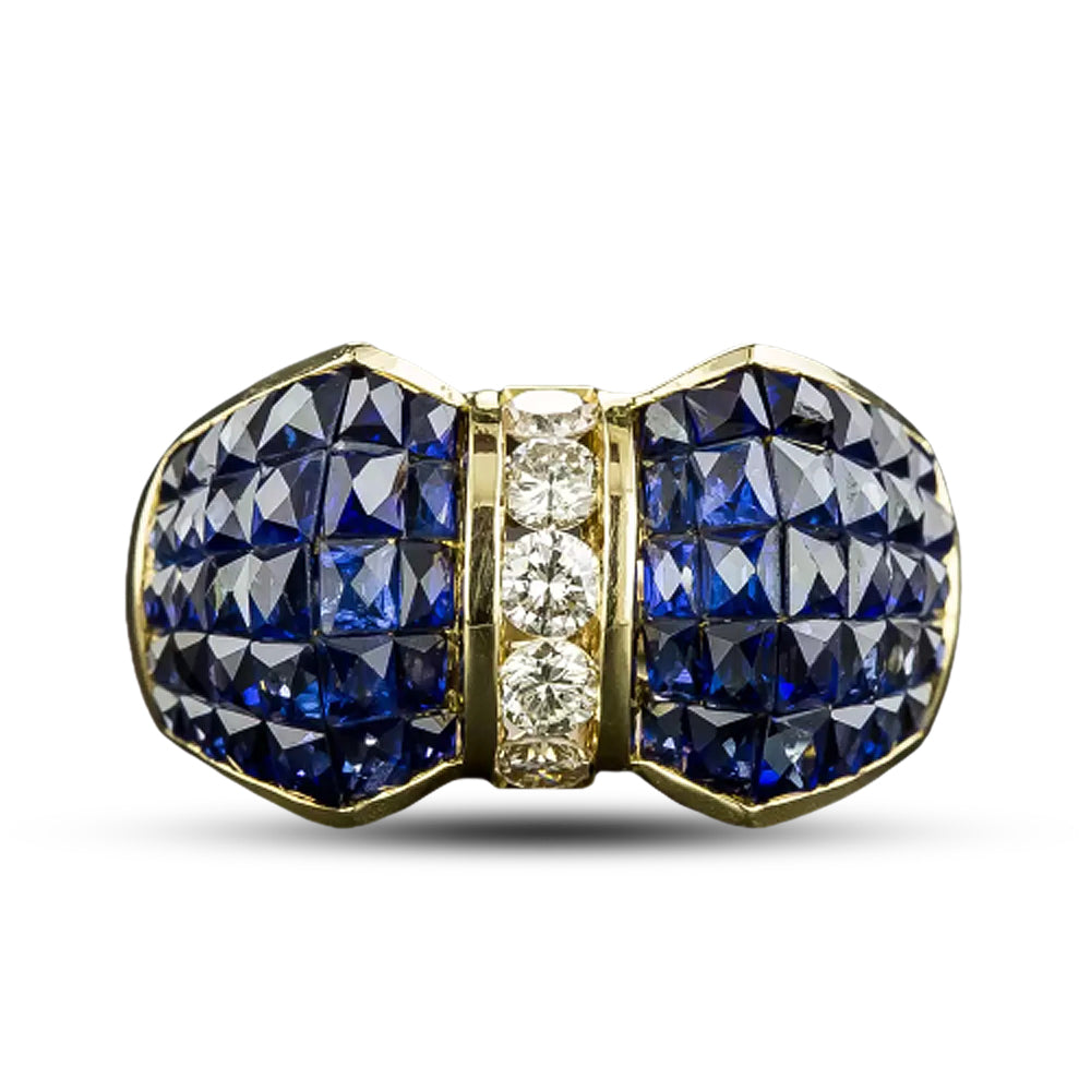 Invisible-Set Sapphire And Diamond Ring - 4