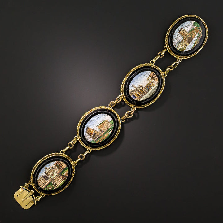 Italian 18K Architectural Micromosaic Bracelet