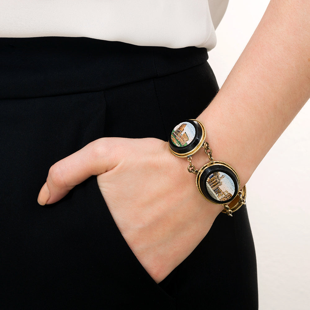 Italian 18K Architectural Micromosaic Bracelet - 7
