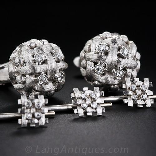 Italian Diamond Cufflinks and Stud Set - 3