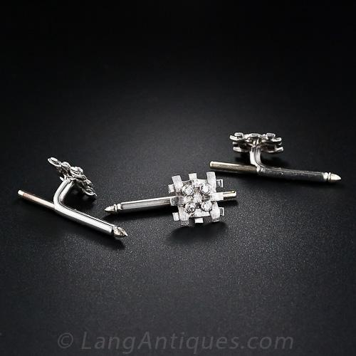 Italian Diamond Cufflinks and Stud Set - 5
