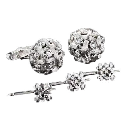 Italian Diamond Cufflinks and Stud Set - 6