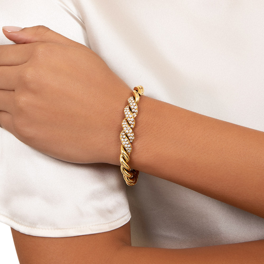 Italian Diamond Macaroni Link Bracelet - 5