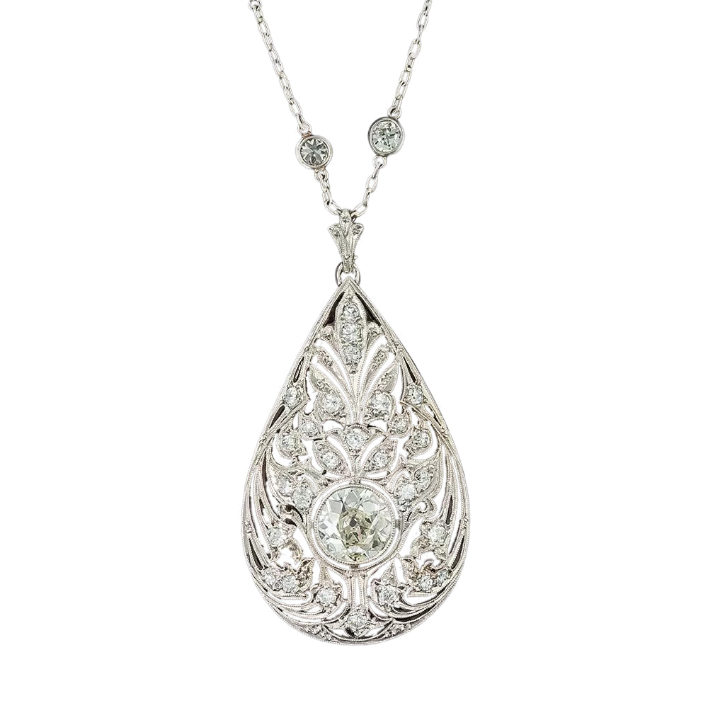 J.E. Caldwell Edwardian Diamond and Onyx Pendant Necklace  - 5