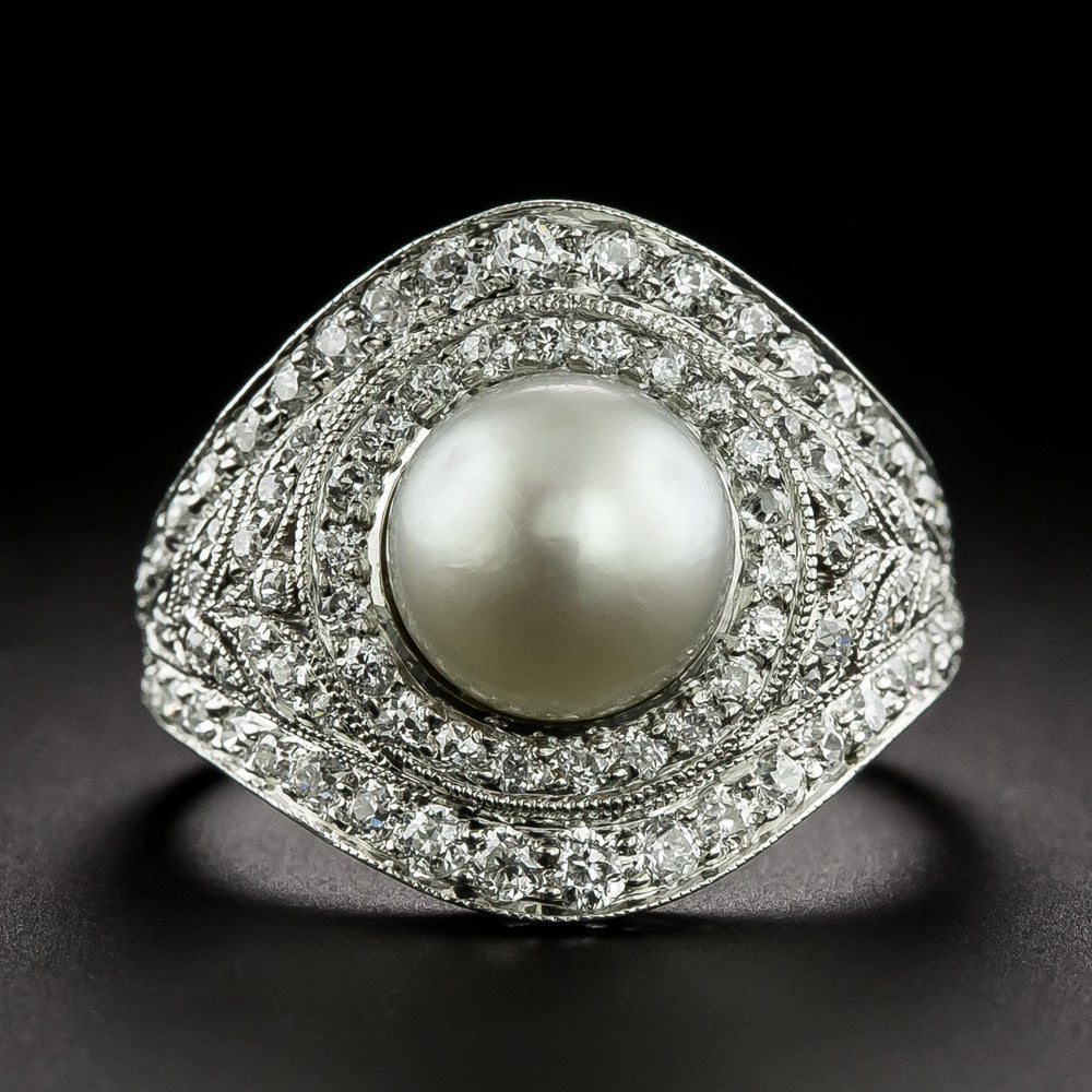 J.E. Caldwell Edwardian Natural Pearl and Diamond Ring - GIA  - 3