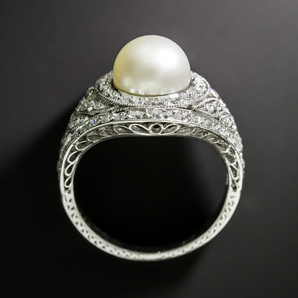 J.E. Caldwell Edwardian Natural Pearl and Diamond Ring - GIA  - 5