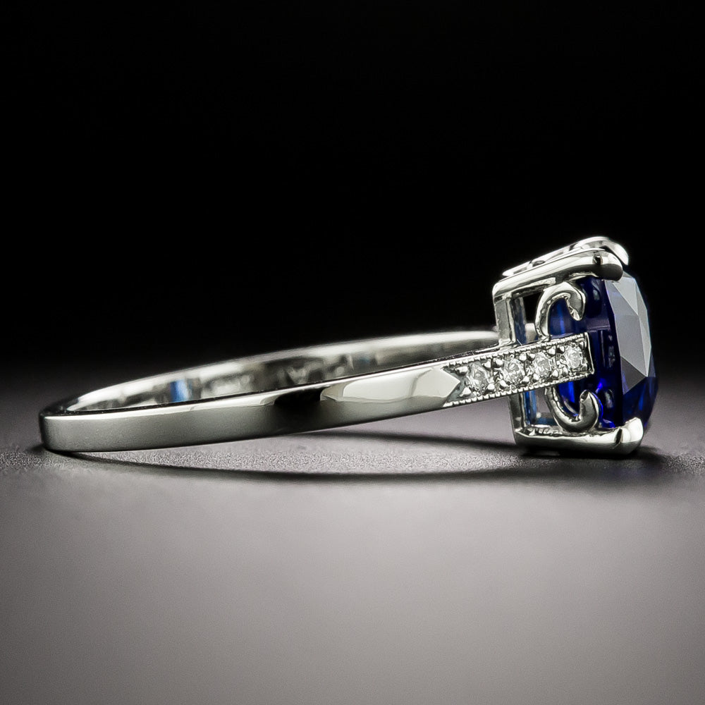 Lang Collection 2.12 Carat Cushion-Cut Sapphire and Diamond Ring - GIA - 4
