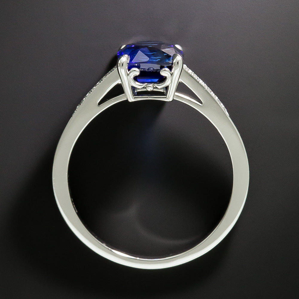 Lang Collection 2.12 Carat Cushion-Cut Sapphire and Diamond Ring - GIA - 5