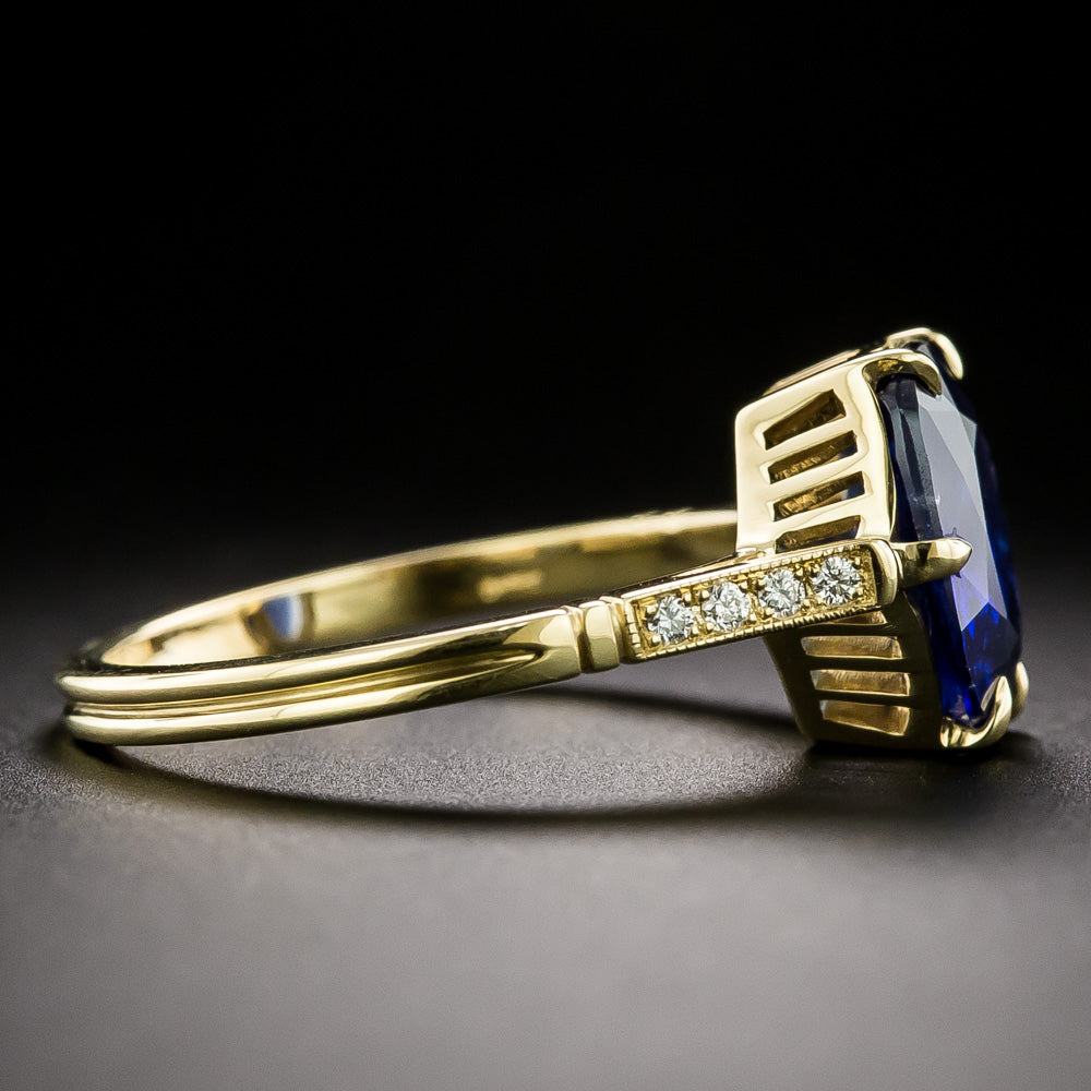Lang Collection 2.89 Carat No-Heat Burma Sapphire and Diamond Ring - GIA  - 4