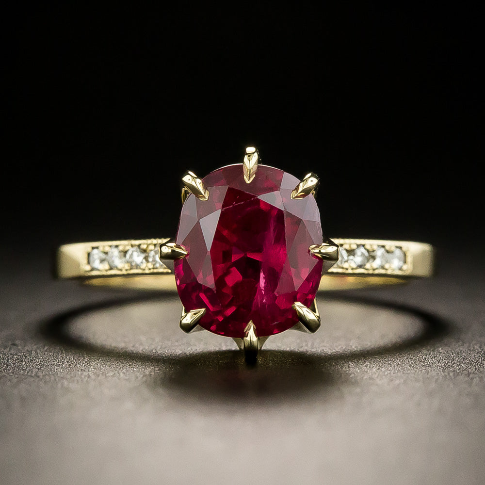 Lang Collection 3.01 Carat Gem Ruby and Diamond 18K Ring  - 2
