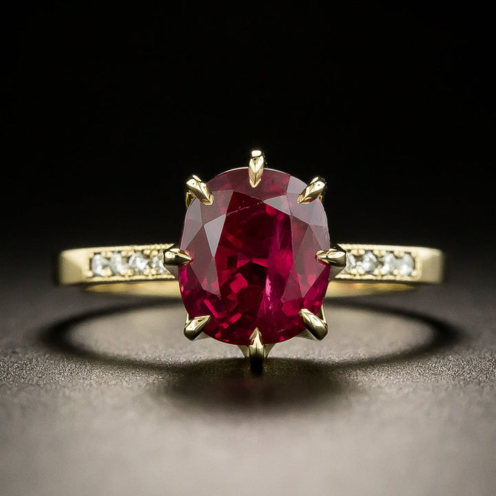 Lang Collection 3.01 Carat Gem Ruby and Diamond 18K Ring