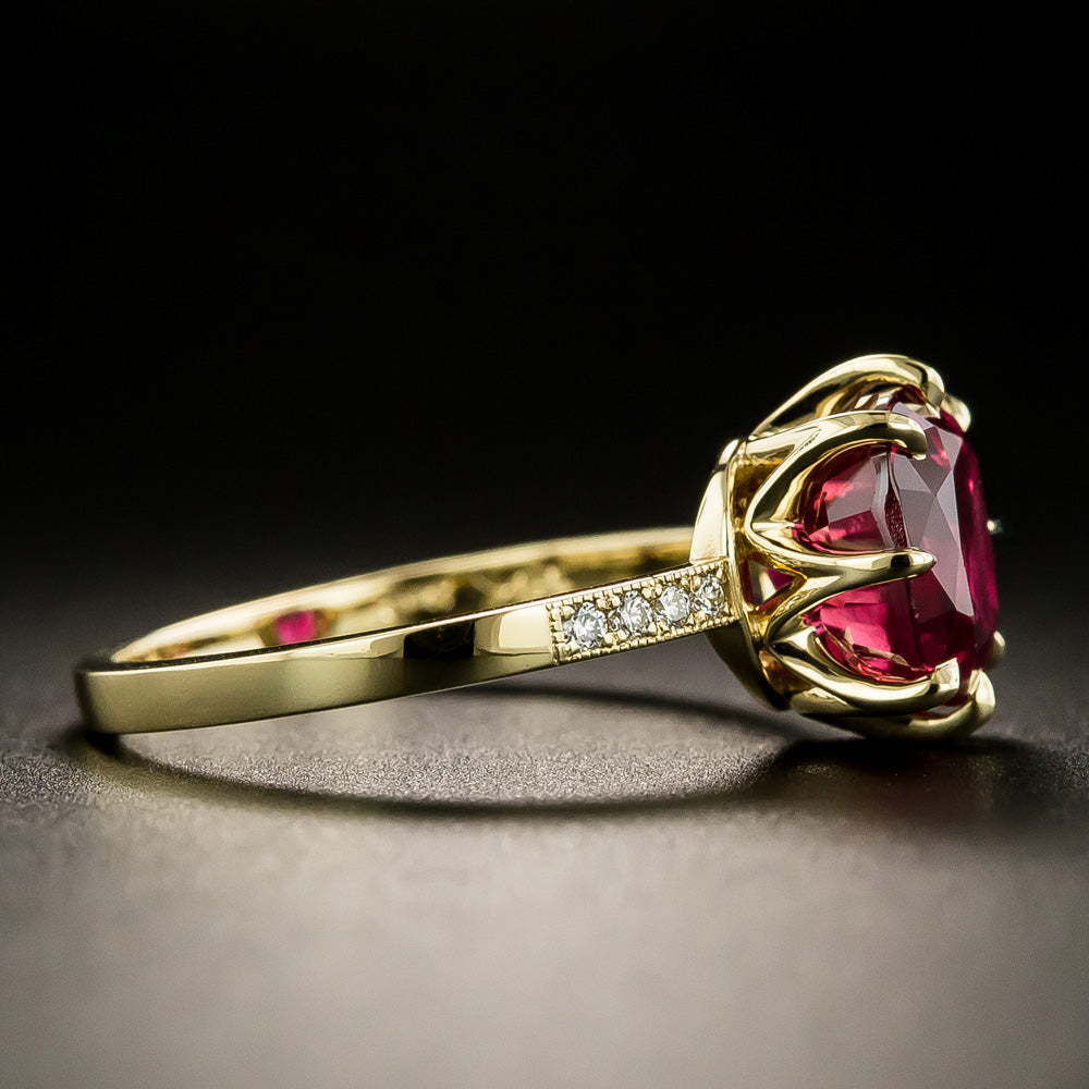Lang Collection 3.01 Carat Gem Ruby and Diamond 18K Ring  - 3