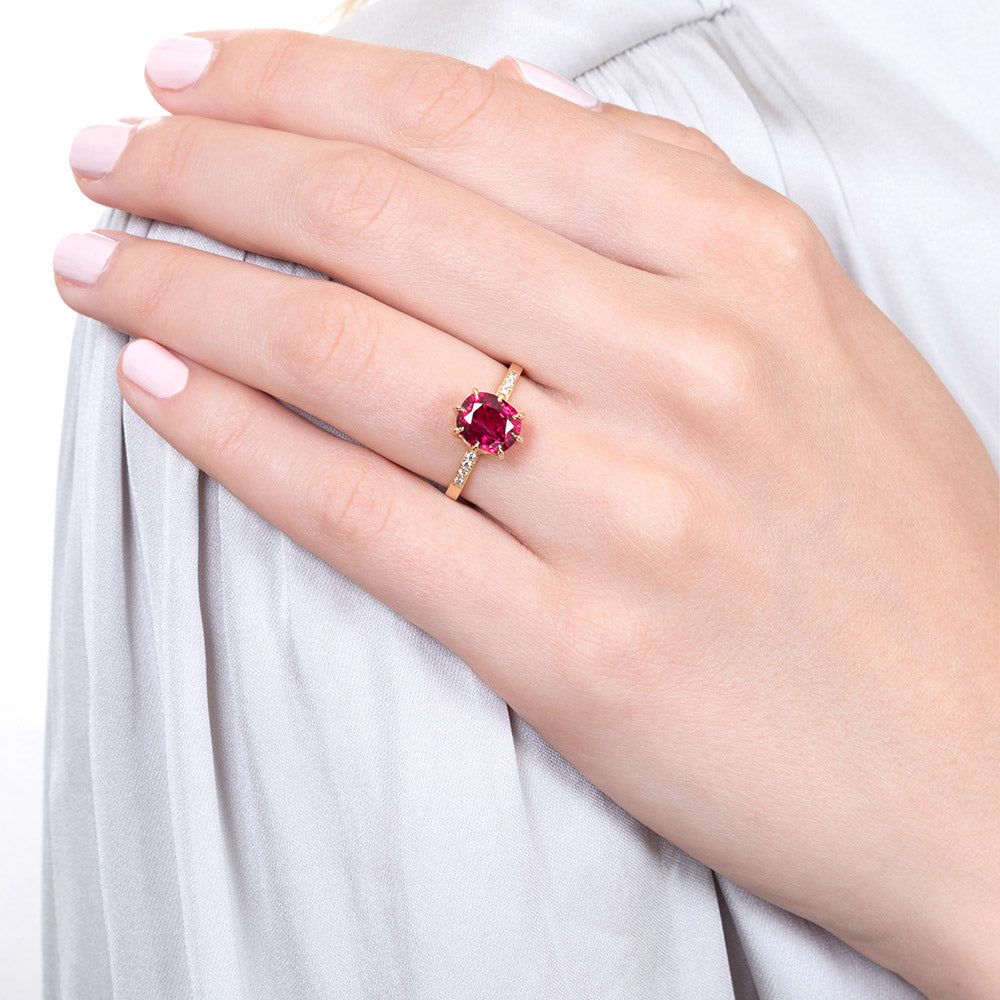 Lang Collection 3.01 Carat Gem Ruby and Diamond 18K Ring  - 6